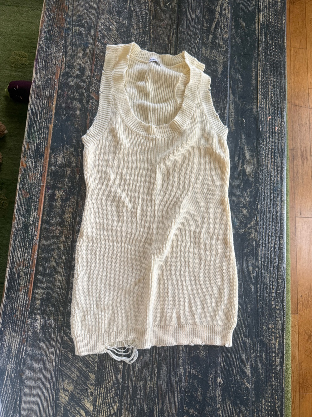 Cream Sleeveless Knit Tank Top Dress
